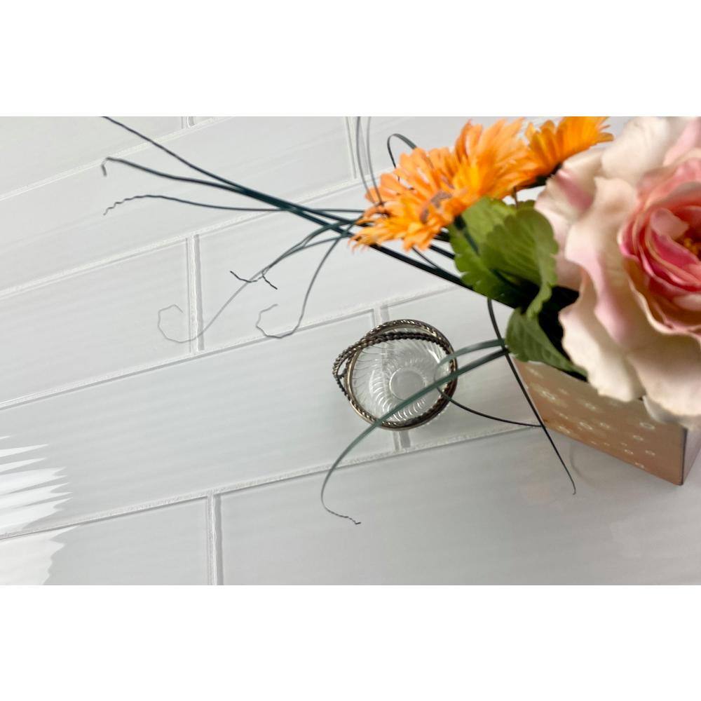 Milano White Glossy Glass Subway Wall Tile for Kitchen & Bathroom