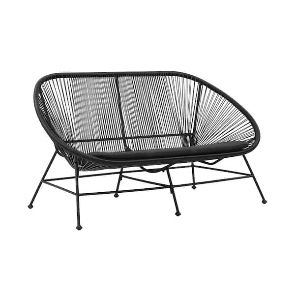 Linon Home Decor Maisie Black Metal Loveseat