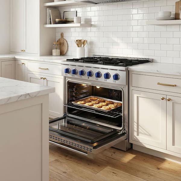 JANSKA 36 in. 5.2 cu. ft. Freestanding Dual Fuel Range with 6