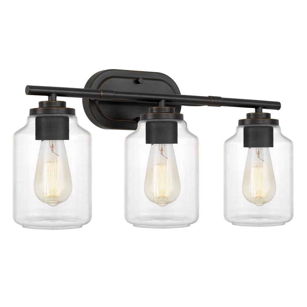 Worldwide Lighting Aston 22 in. x 7 in. x 11 in. 3Light Antique Bronze