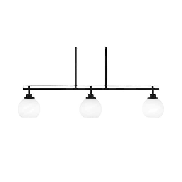 Unbranded Monroe 3-Light, Matte Black Billiard Light, Any room with 5.75 in. White Marble Glass Shades no bulbs included