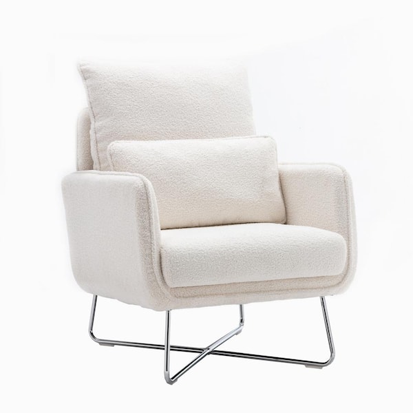 ZIRUWU Cream White Altay Velvet Leisure Accent Chair