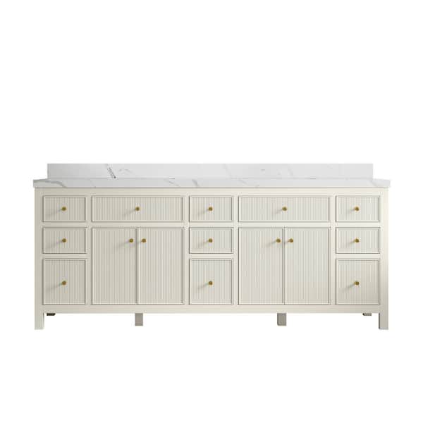 Willow Collections Sonoma 84 in. W x 22 in. D x 36 in. H Double Sink Bath Vanity in Alabaster with 2 in. Calacatta Laza Quartz Top