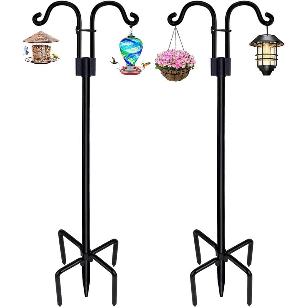 76 in. Shephards Hook for Outdoor, Heavy-Duty Bird Feeder Pole with 5 Base 