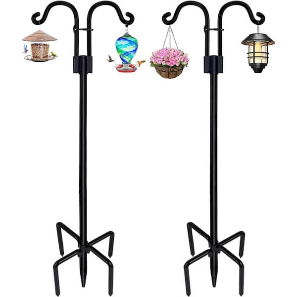 FAWEY TRED INC 76 in. Shephards Hook for Outdoor, Heavy-Duty Bird Feeder Pole with 5 Base (2-Pack}