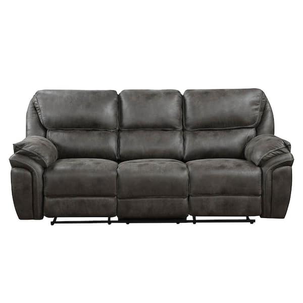 Arlo 90 in. W Straight Arm Microfiber Rectangle Manual Reclining Sofa in. Gray