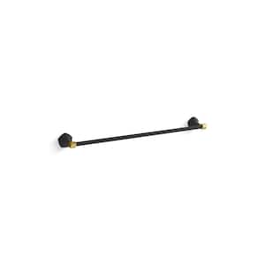 Occasion 24 in. Wall Mounted Single Towel Bar in Matte Black with Moderne Brass