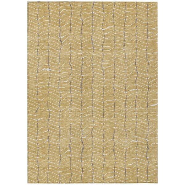 Chantille Machine Washable Indoor/Outdoor Abstract ACN3038 Gold 5 ft. x 7 ft. 6 in. Area Rug