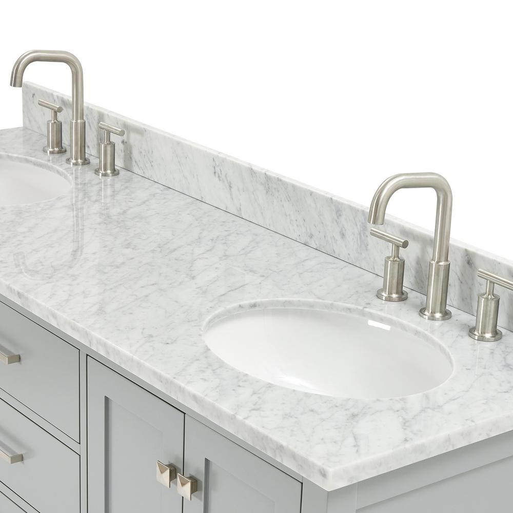 Cambridge 67" Gray Double Freestanding Vanity with Marble Top