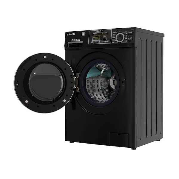 2.5 cu. ft. Electric All-in-One Washer Dryer Combo in Black with 1400 RPM, 110V, 26 lbs. Capacity and Universal Pedestal