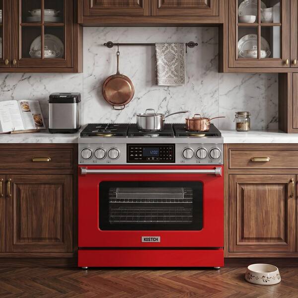 KOSTCH Tilt Panel 36 in. 6 Burners Freestanding Gas Range with 6.2