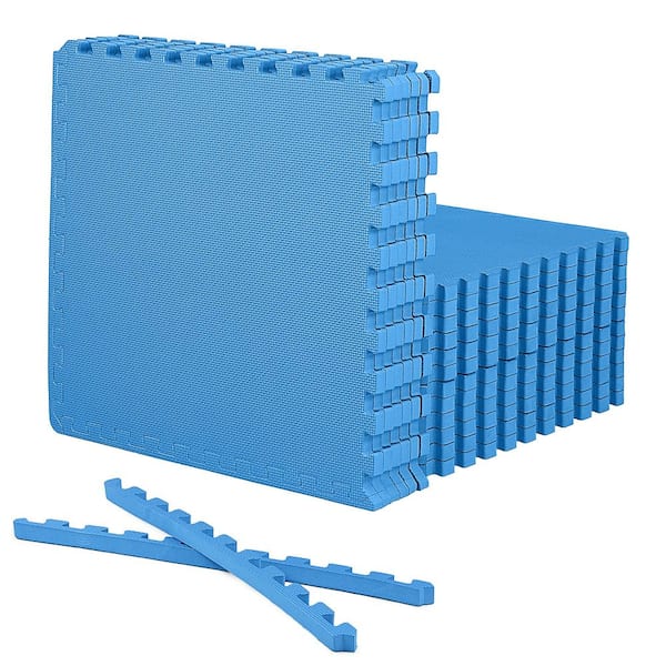 Blue 24 in. W x 24 in. L x 1 in. Thick EVA Foam Double-Sided T Pattern Gym Flooring Mat (18 Tiles/Pack) (72 sq. ft.)
