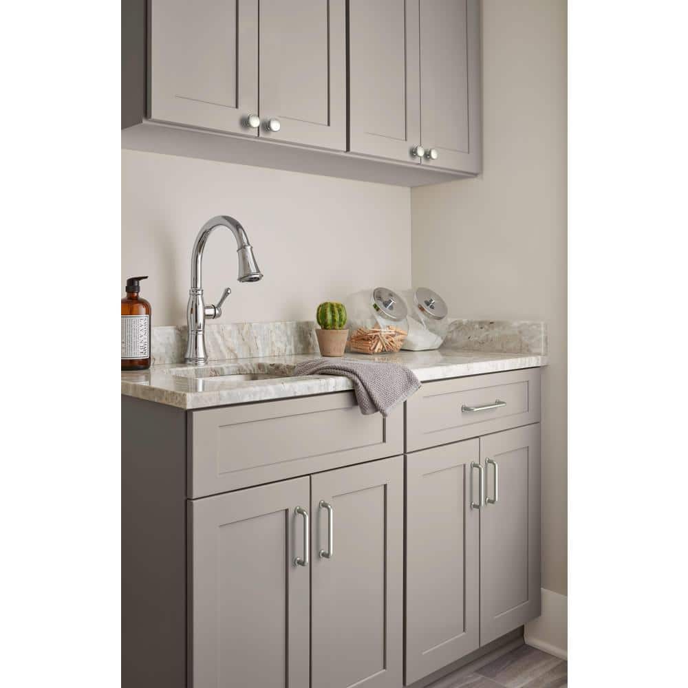Brushed Nickel Round Cabinet Knob with Mounting Hardware