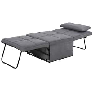 27.25'' Grey Linen Single Sofa Bed with 5-Level Adjustable Backrest