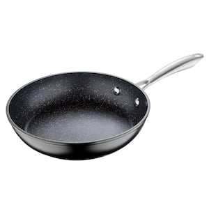 Vital 9.5 in. Forged Aluminum Durable Quick Heating Frying Pan in Black