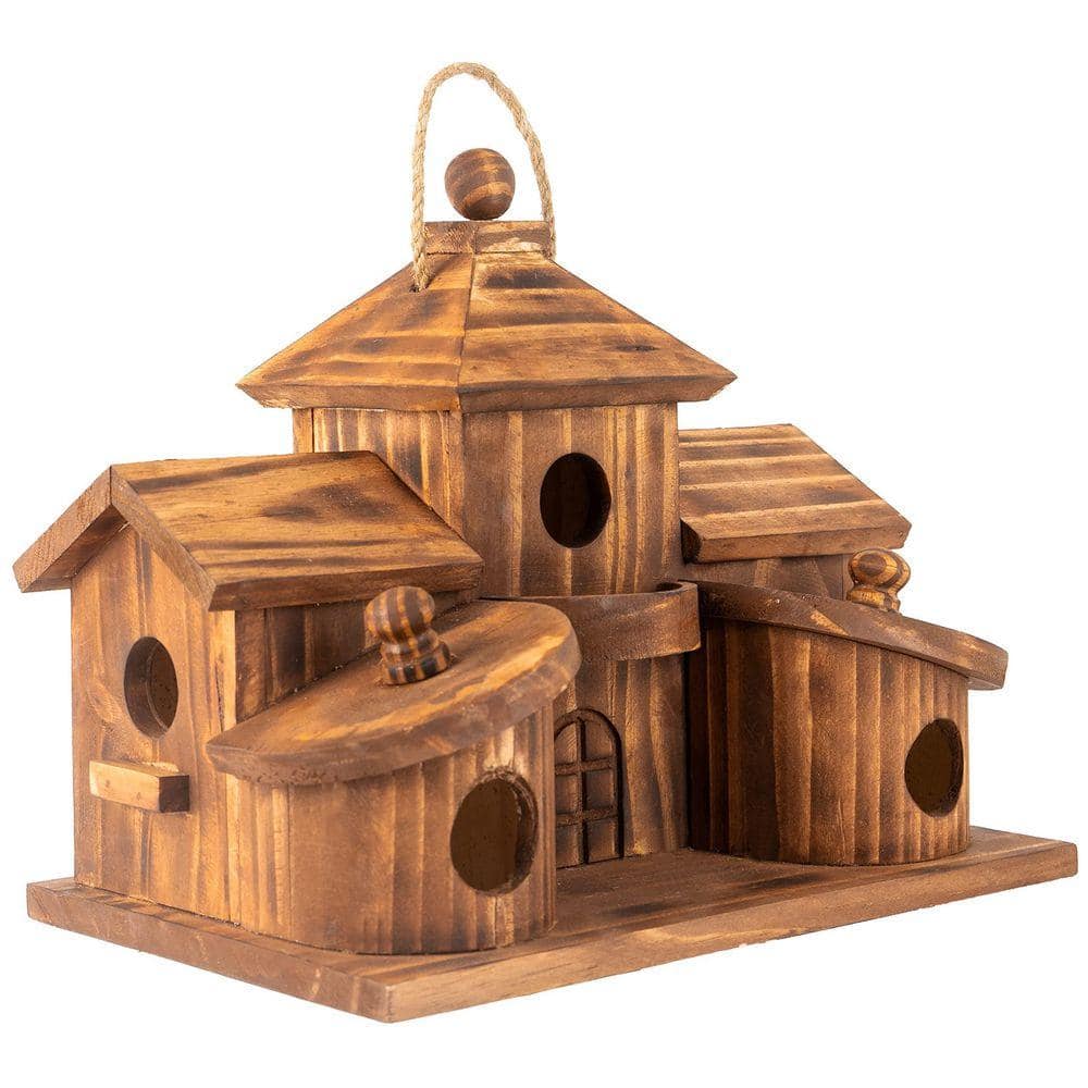 MOEPISY BIRD WOOD SINDEE ウッドバード shop study case 9.3 Bird Hanging Hole 5 Birdhouse, Wood Outdoor H in. 置物