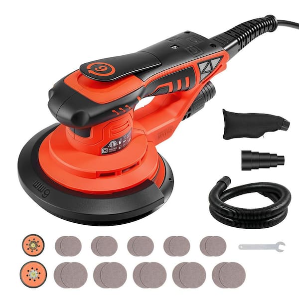 5 & 6-In. Random Orbital Sander 400W Orbital Sander, 4000-10000RPM Electric Corded Palm Sanders with 20PCS Sandpapers