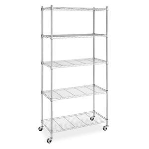 Supreme 5-Tier Steel Rolling Garage Storage Shelving Unit in Chrome 30.13 in W x 60.38 in. H x 14.25 in. D