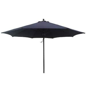 12-ft Aluminum Patio Umbrella in Navy Blue with single stitched vent and Baseless