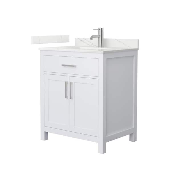 Beckett 30 in. Single Freestanding White Bath Vanity with Giotto Quartz Top (Assembled)