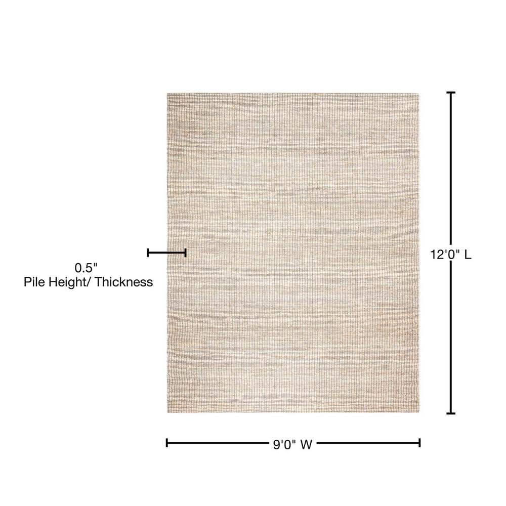Ivory Elegance 9' x 12' Hand-Woven Wool & Viscose Blend Area Rug