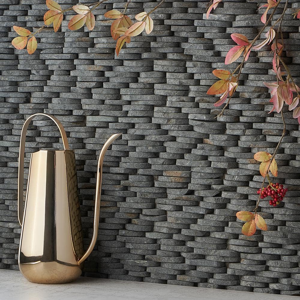 Picturesque 11" x 4" Natural Gray Slate Mosaic Tile