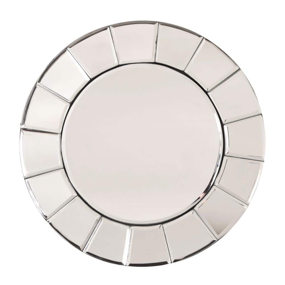 Floral Silhouette 12" Round Frameless Glass Wall Mirror Set