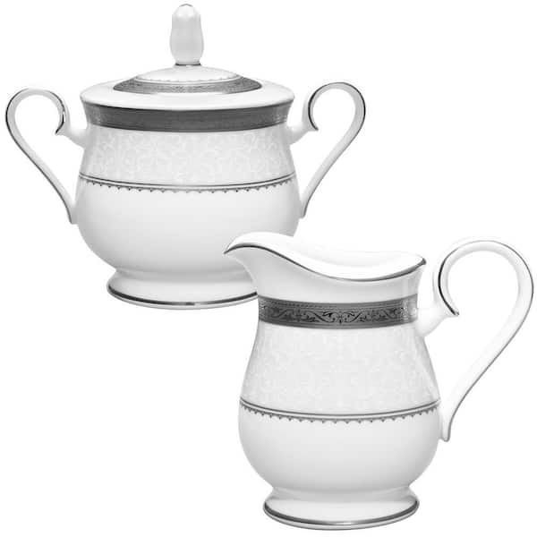 Odessa Platinum (Platinum) Bone China Sugar and Creamer Set