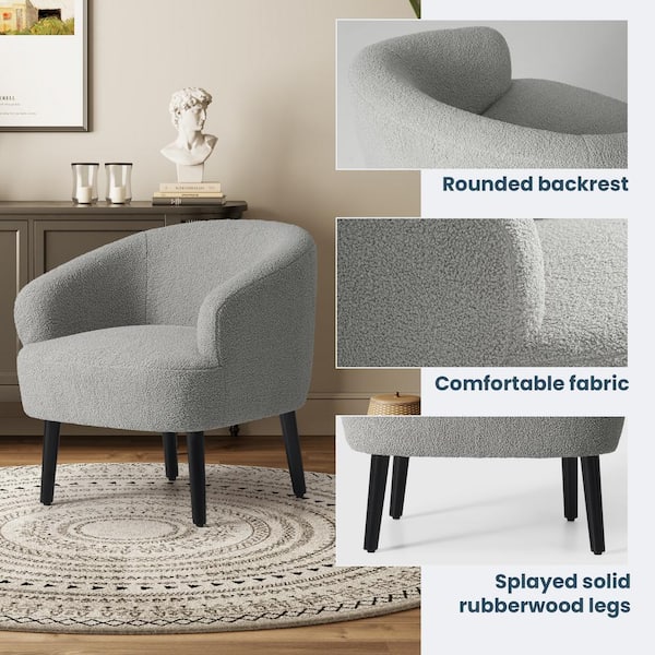 Dayalane Modern Swivel Barrel Dining Chair Set Of 2, Sherpa Upholstered Accent Side Chair Makeup Vanity Chair With Back, Wheelless Desk Chair For