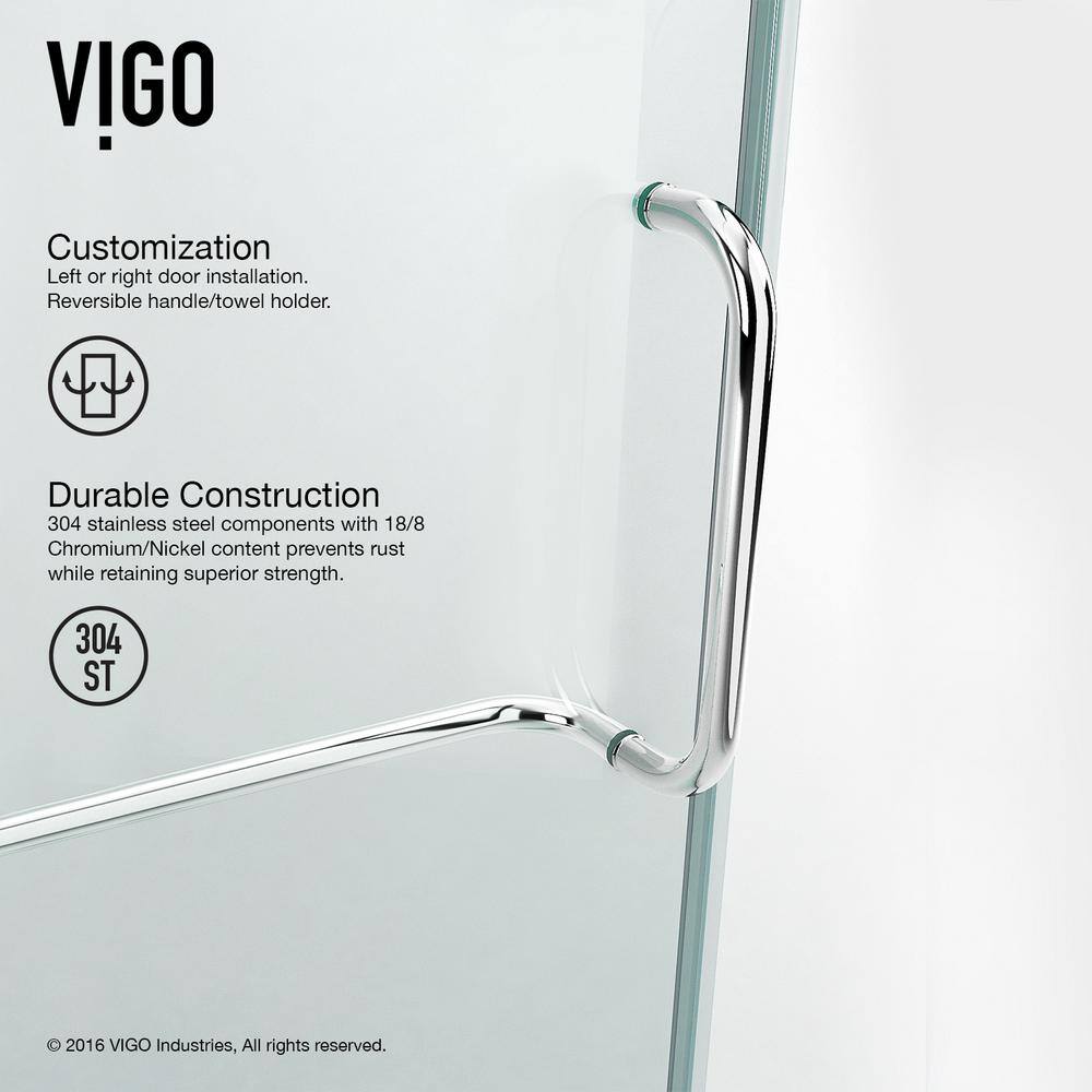 Pacifica 48" Frameless Clear Glass Shower Enclosure with Chrome Finish