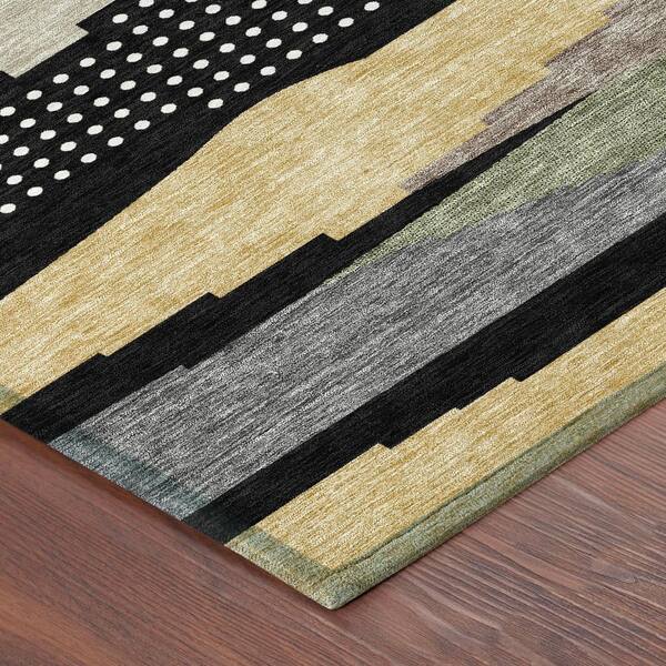 Chantille Machine Washable Indoor/Outdoor Abstract ACN2761 Black 10 ft. x 14 ft. Area Rug