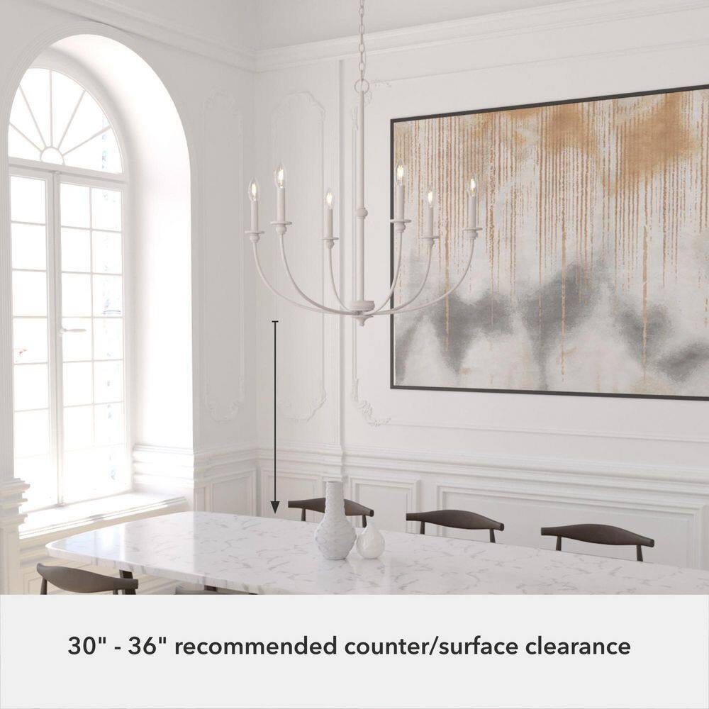 Southcrest Distressed White Metal 6-Light Candelabra Chandelier