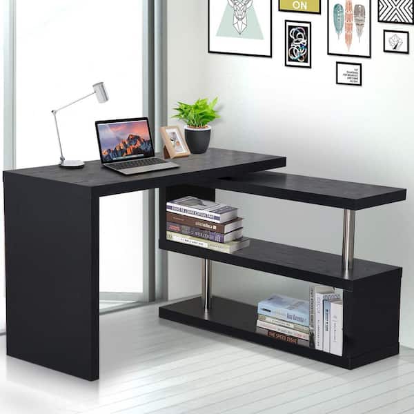 Computer Desk with Storage Shelves 47 Inch, Small L Shaped Desk Home Office  Coner Desk, Office Writing Desk, Black – Built to Order, Made in USA,  Custom Furniture – Free Delivery