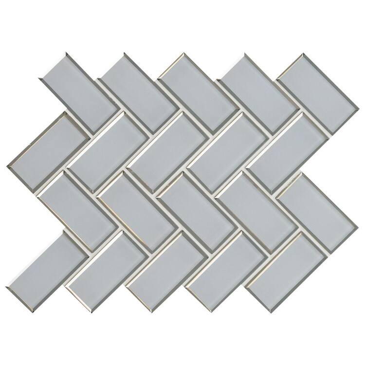 MSI Ice Bevel Herringbone 13 in. x 11 in. Glossy Glass Mesh-Mounted Mosaic Tile (10.6 sq. ft. / case)