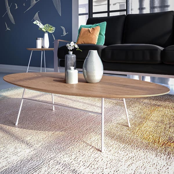 Rossmore 46.3 in. Natural Wood Oval Wood Coffee Table