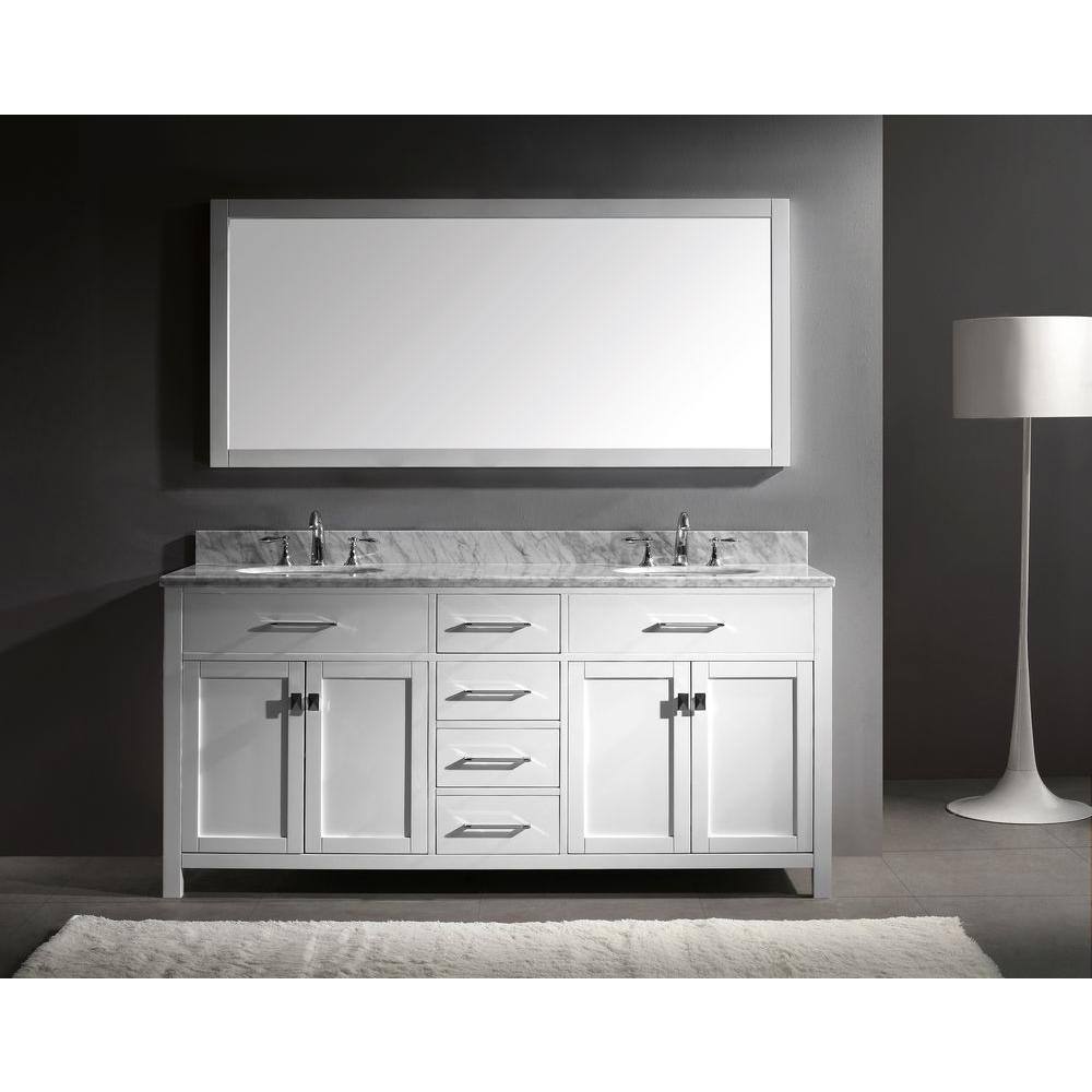Caroline 72" White Oak Wood Double Sink Freestanding Vanity
