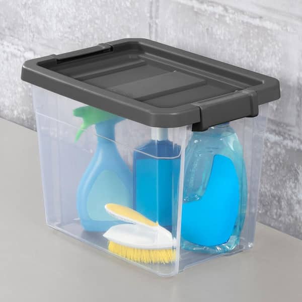 Clear & Teal 32-Quart Latching Storage Tote
