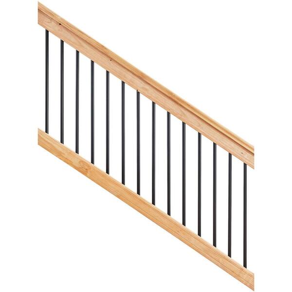 Pressure Treated 6 Ft Aluminum Cedar Tone Railing Stair Kit With Black Baers 188325 The Home Depot Aluminum Cedar Tone Railing Stair Kit, Premade Outdoor Stair Railing