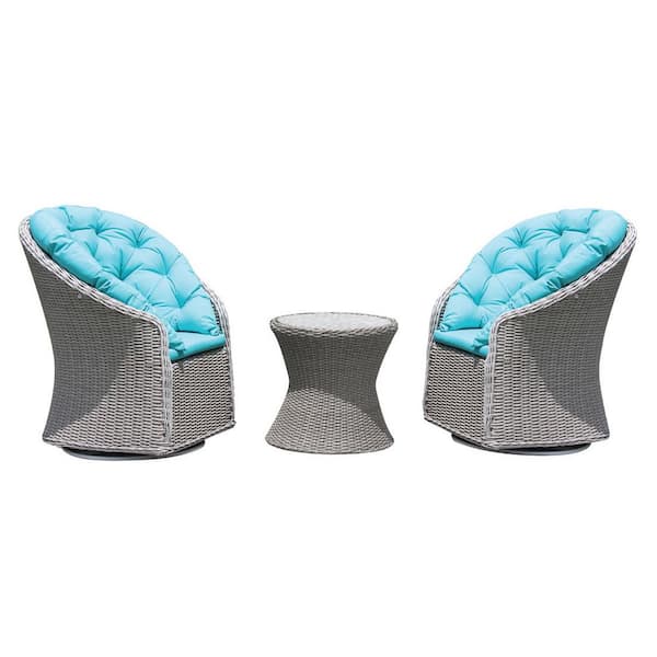 MADE 4 HOME Cesena 3-Piece Swivel Armchair Wicker Outdoor Conversation Set