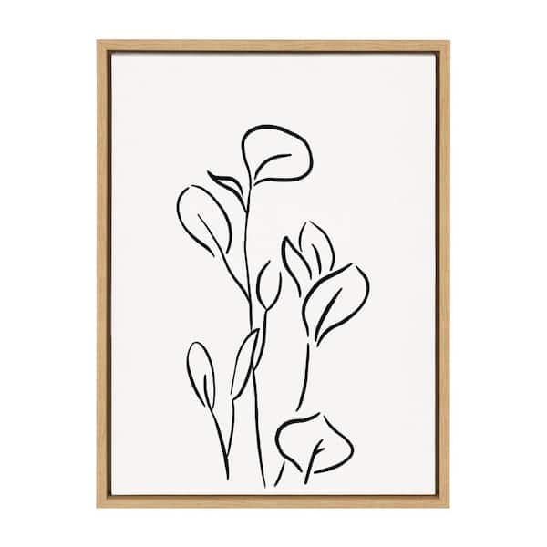 Sylvie Botanical Sketch Print No 3 in. 1-Piece Natural Framed Canvas Art Print, 24.00 in. x 18.00 in.