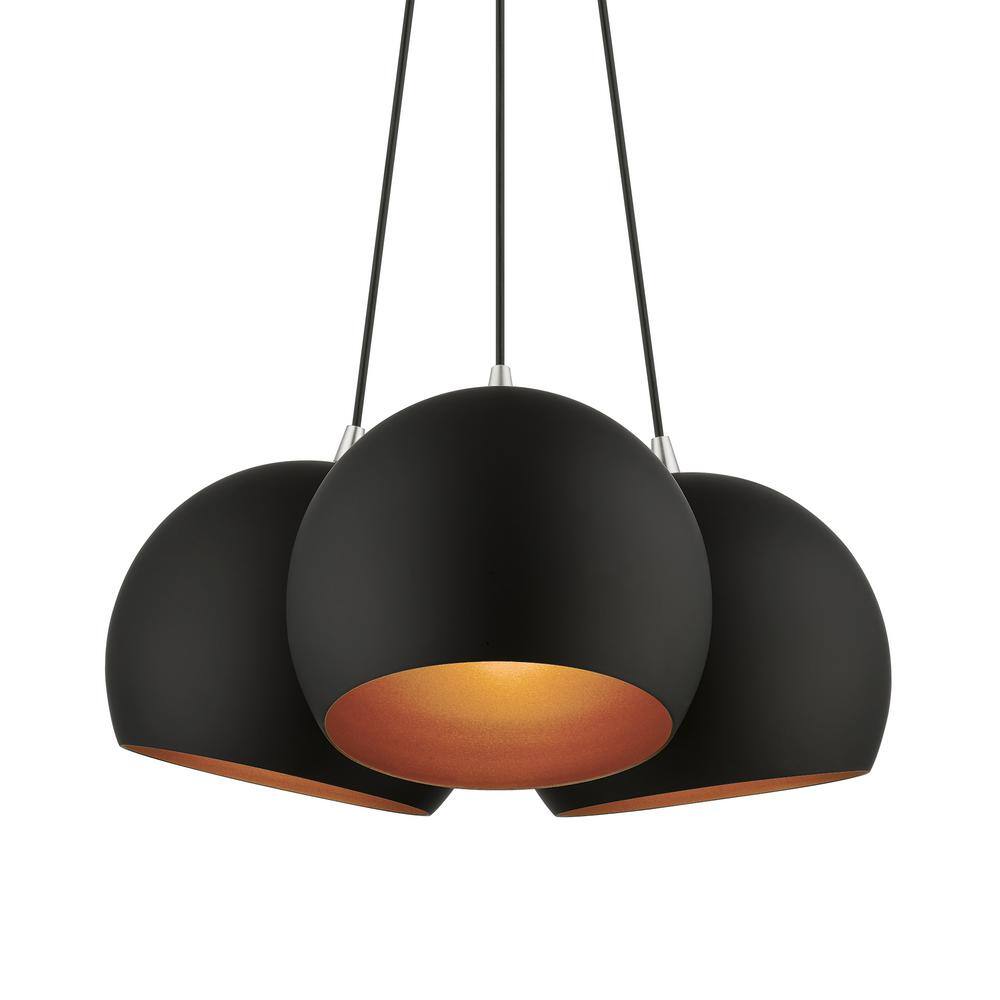 Piedmont Black and Brushed Nickel 3-Light Globe Pendant