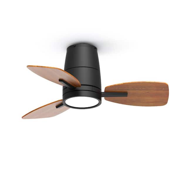 Unbranded 30 in. LED Black Ceiling Fan with Light and Remote, Reversible Blades and Quiet DC Motor for Home Office