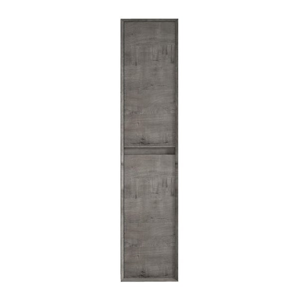 Alysa Tall 13.8 in. W x 11.8 in. D x 63 in. H Brown Wall Floating Slim Linen Cabinet in Smoke Oak