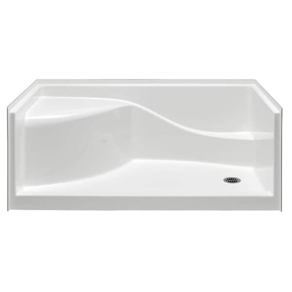Aquatic Coronado 60 in. x 30 in. Single Threshold Right Drain Shower Pan in White