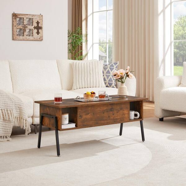 VECELO Lift Top Coffee Table with Storage- Wood Living Room Tables