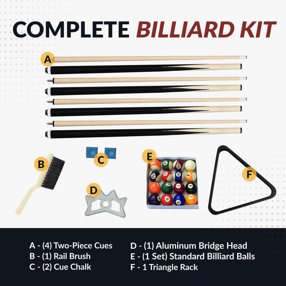 Multicolor Wood and Aluminum Billiard Accessory Kit, 31.5 x 14.5 in