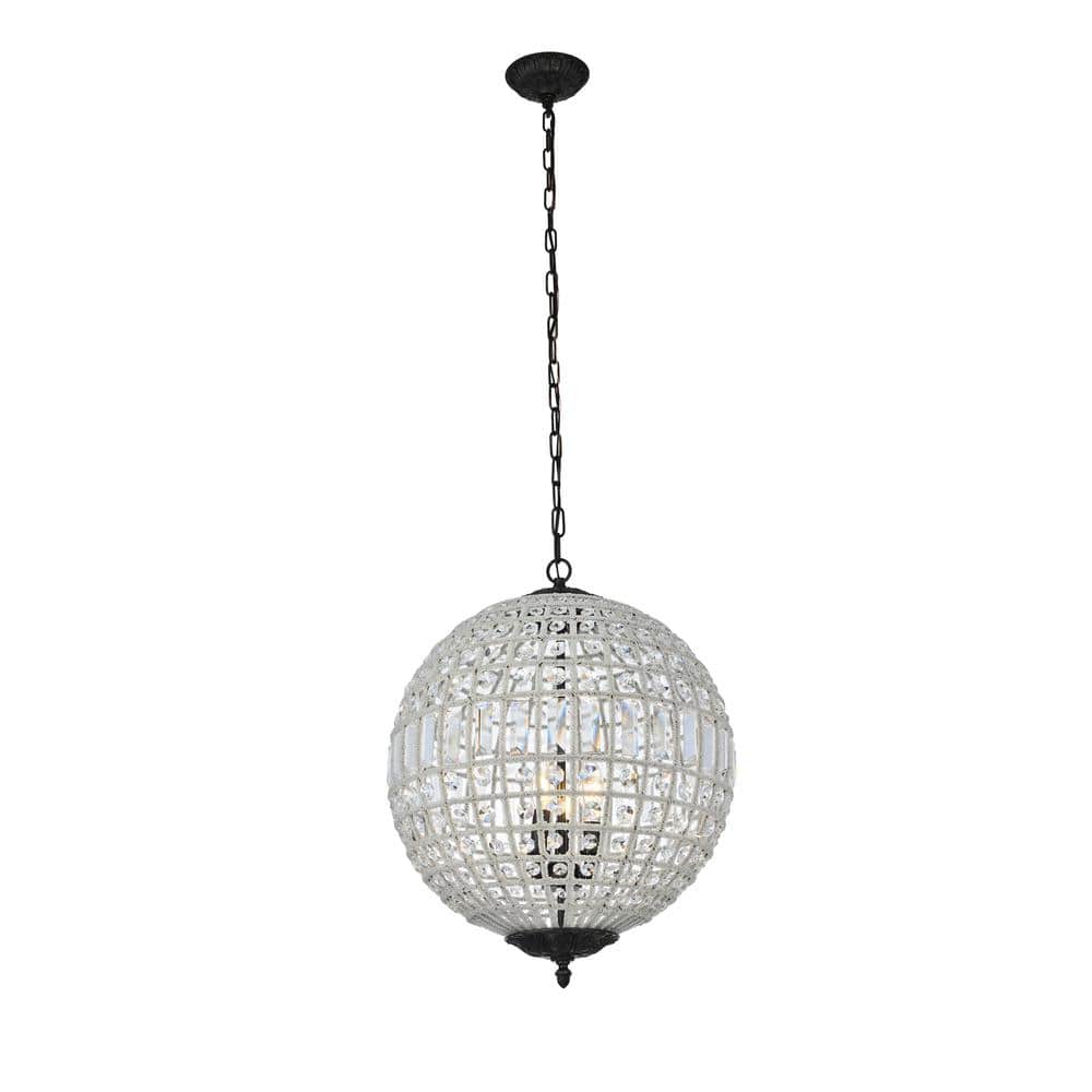 Timeless Home 18 in. 3-Light Dark Bronze Pendant Light, Bulbs Not Included