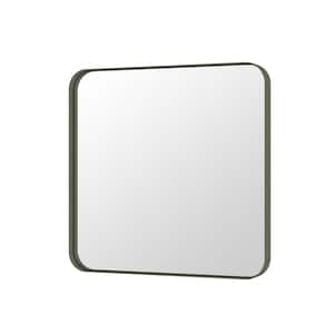 30 in. W x 30 in. H Rectangular Framed Wall Mounted Bathroom Vanity Mirror in Brushed Bronze