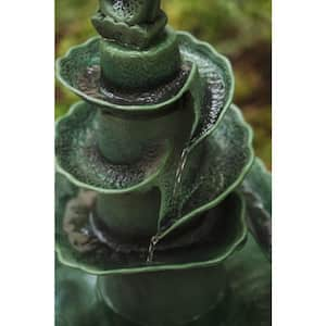 Lightweight Plastic Fish Design Fountain & Birdbath, Outdoor Garden, Yard, Lawn, Porch Decor, 41 in. Tall, Green