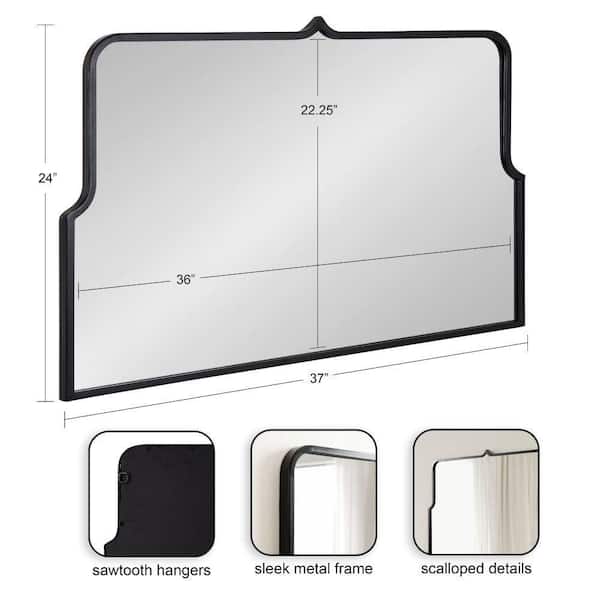 Gezella 37.12 in. W x 23.87 in. H Black Scalloped Decorative Wall Mirror